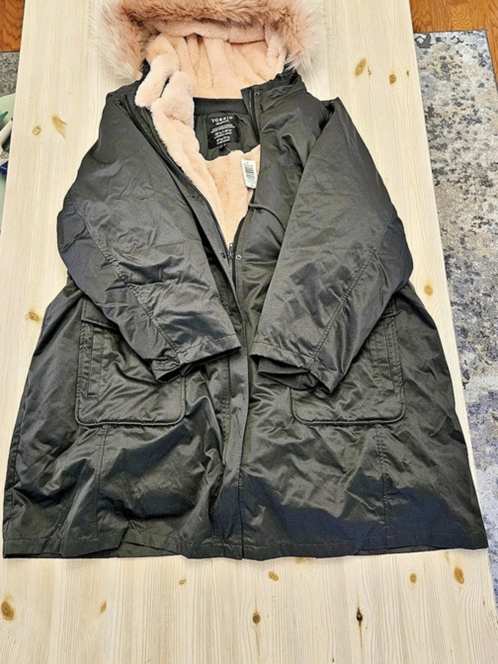 Torrid Water & Wind Resistant Weather Protection Parka with Faux Fur Hood Black